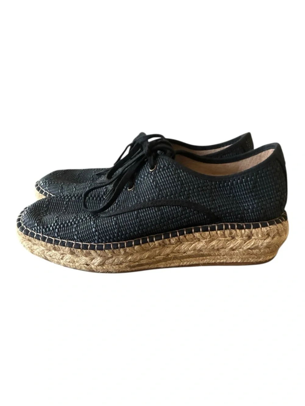 Gaimo Spanish Jute Platform Lace-Up Espadrilles | Navy Woven | Size 40 US 9-9.5